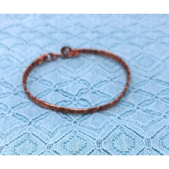 Three Handcrafted 1990s Vintage Copper Wire Bangle Bracelets - Picture 7 of 7